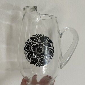 Large Vintage Georges Briard Town and Country Glass Pitcher, 96 oz. Ice Lip EUC
